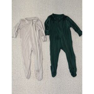 Kyte Baby Footed Pajamas 2 Pack Zip Sleeper Light Beige Green Newborn